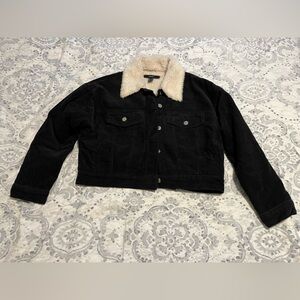 Forever 21 Black Teddy Jacket with Cream Collar